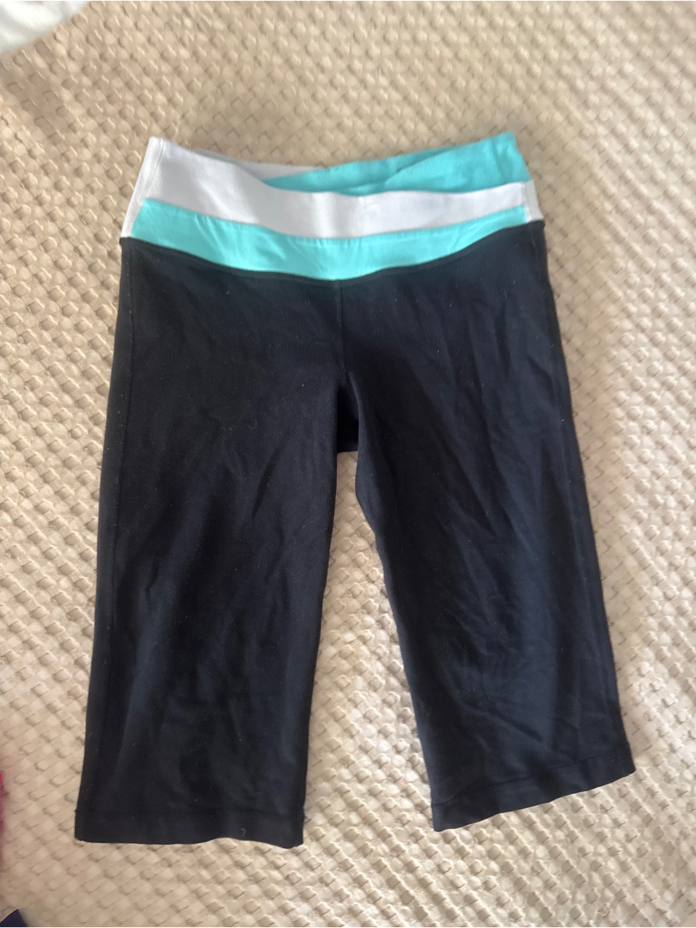 Lululemon Vintage y2k capri Aqua and White Waistband- 2000s yoga